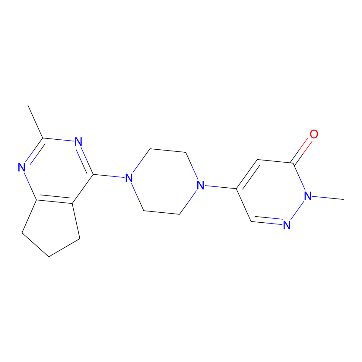 2-methyl-5-(4-{2-methyl-5H,6H,7H-cyclopenta[d]pyrimidin-4-yl}piperazin-1-yl)-2,3-dihydropyridazin-3-one molecular structure, CAS 3030845-00-9