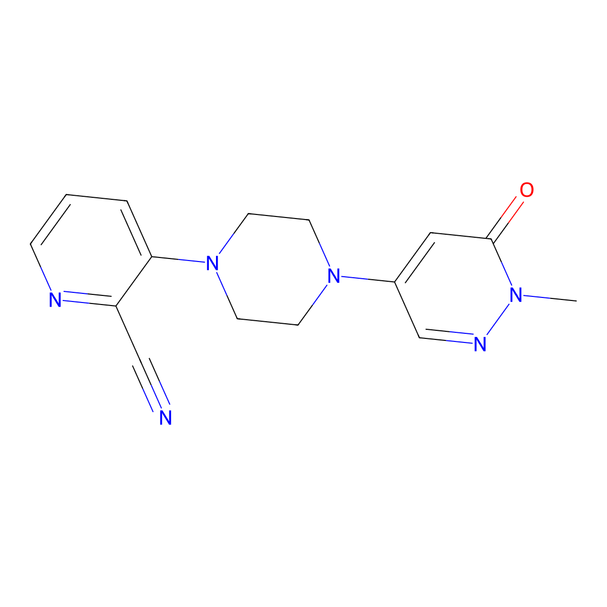 3-[4-(1-Methyl-6-oxo-1,6-dihydropyridazin-4-yl)piperazin-1-yl]pyridine-2-carbonitrile molecular structure, CAS 3030845-08-7