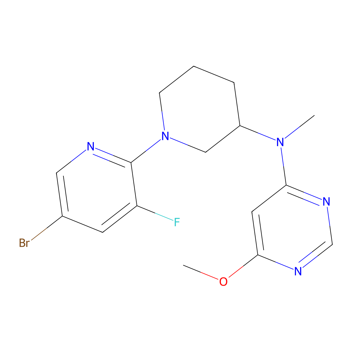 N-[1-(5-bromo-3-fluoropyridin-2-yl)piperidin-3-yl]-6-methoxy-N-methylpyrimidin-4-amine molecular structure, CAS 3030845-11-2