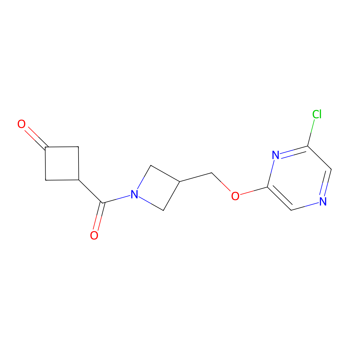 3-(3-{[(6-Chloropyrazin-2-yl)oxy]methyl}azetidine-1-carbonyl)cyclobutan-1-one molecular structure, CAS 3030845-15-6