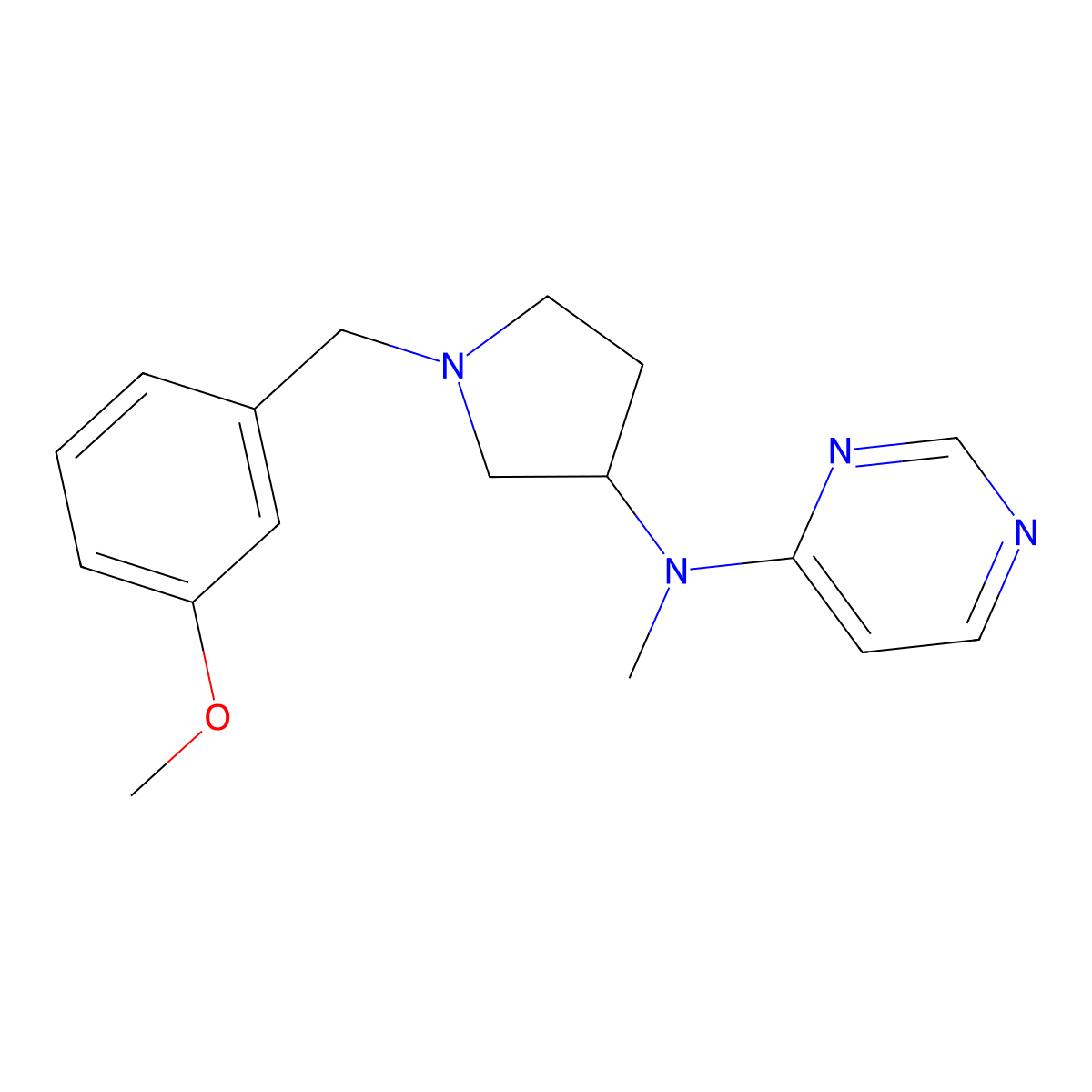 N-{1-[(3-methoxyphenyl)methyl]pyrrolidin-3-yl}-N-methylpyrimidin-4-amine molecular structure, CAS 3030845-22-5