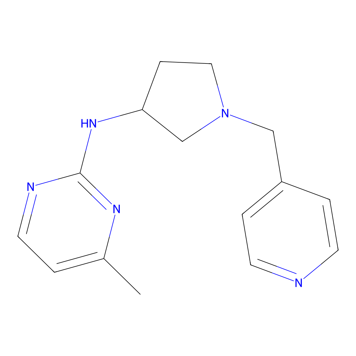 4-methyl-N-{1-[(pyridin-4-yl)methyl]pyrrolidin-3-yl}pyrimidin-2-amine molecular structure, CAS 3030845-38-3