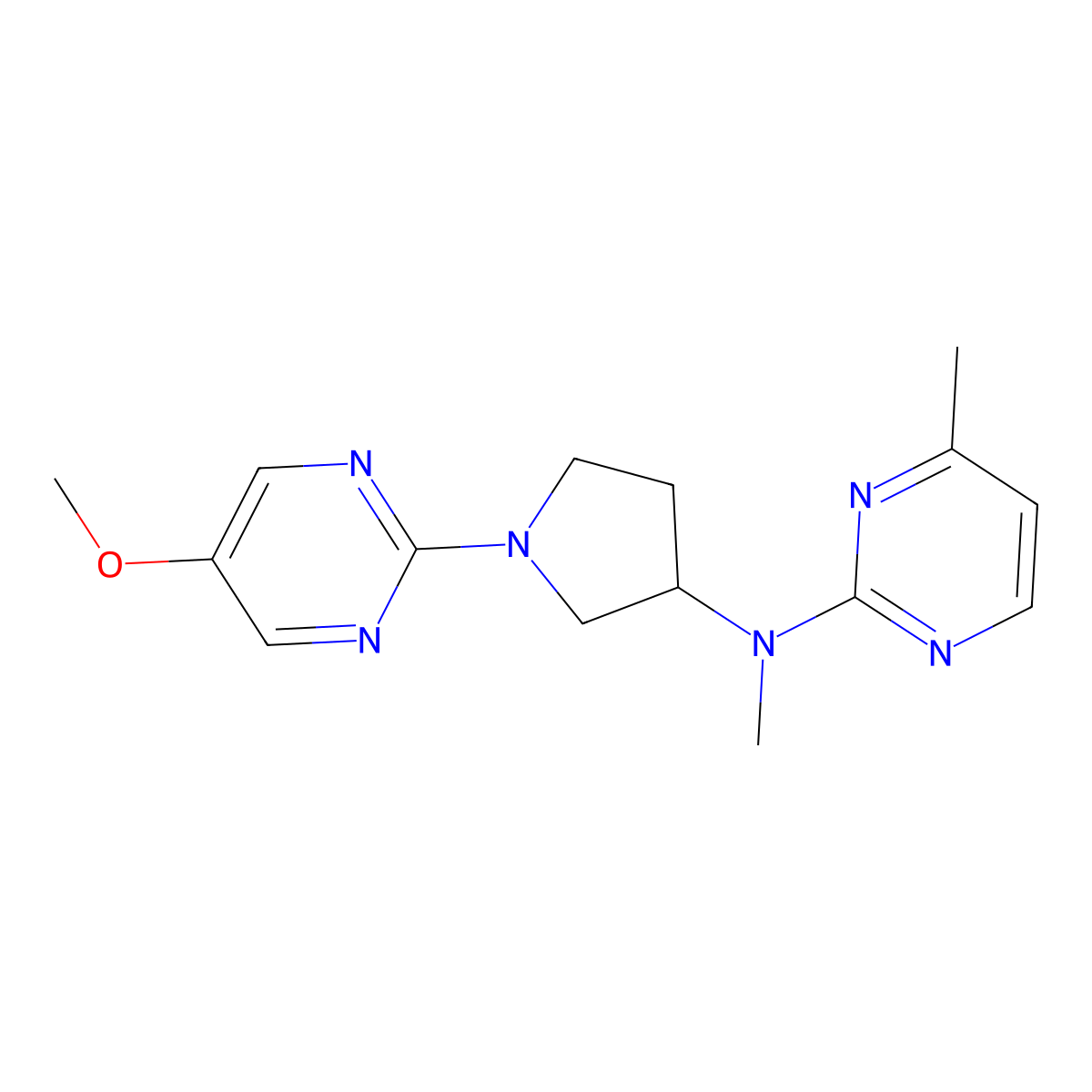 N-[1-(5-methoxypyrimidin-2-yl)pyrrolidin-3-yl]-N,4-dimethylpyrimidin-2-amine molecular structure, CAS 3030845-46-3