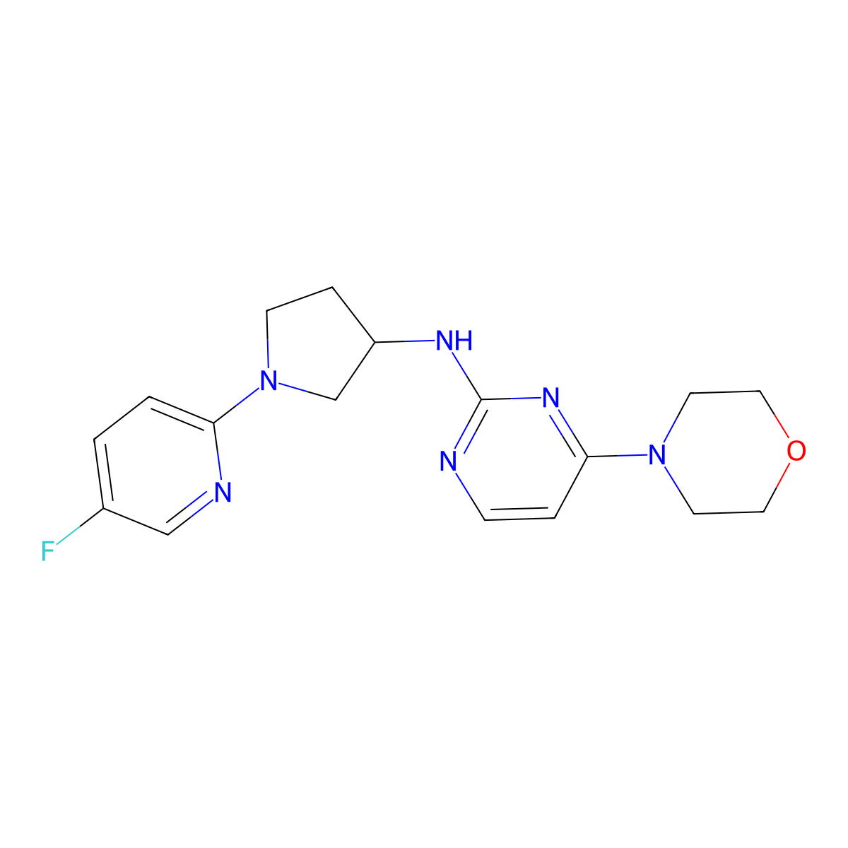 N-[1-(5-fluoropyridin-2-yl)pyrrolidin-3-yl]-4-(morpholin-4-yl)pyrimidin-2-amine molecular structure, CAS 3030845-52-1