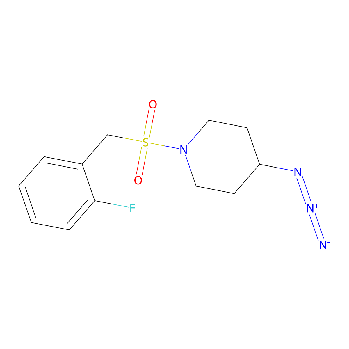 4-Azido-1-[(2-fluorophenyl)methanesulfonyl]piperidine molecular structure, CAS 3030845-60-1