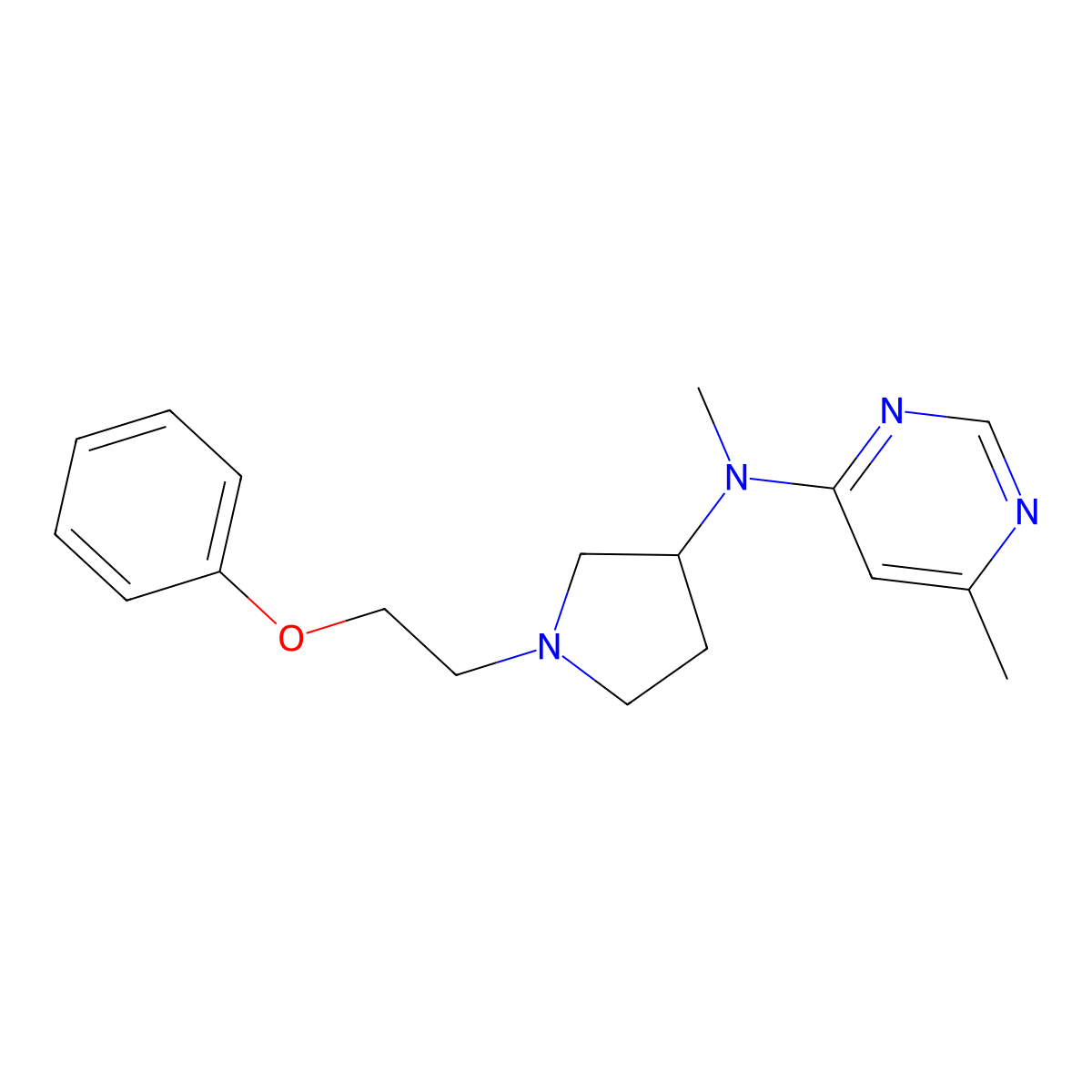 N,6-dimethyl-N-[1-(2-phenoxyethyl)pyrrolidin-3-yl]pyrimidin-4-amine molecular structure, CAS 3030845-65-6
