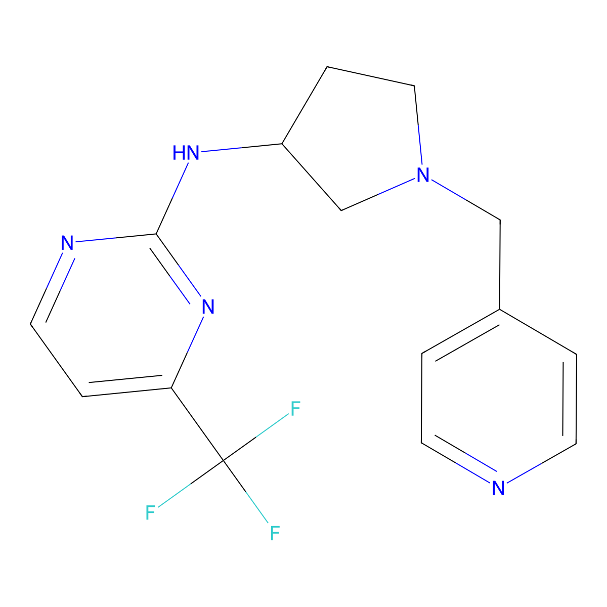 N-{1-[(pyridin-4-yl)methyl]pyrrolidin-3-yl}-4-(trifluoromethyl)pyrimidin-2-amine molecular structure, CAS 3030845-69-0