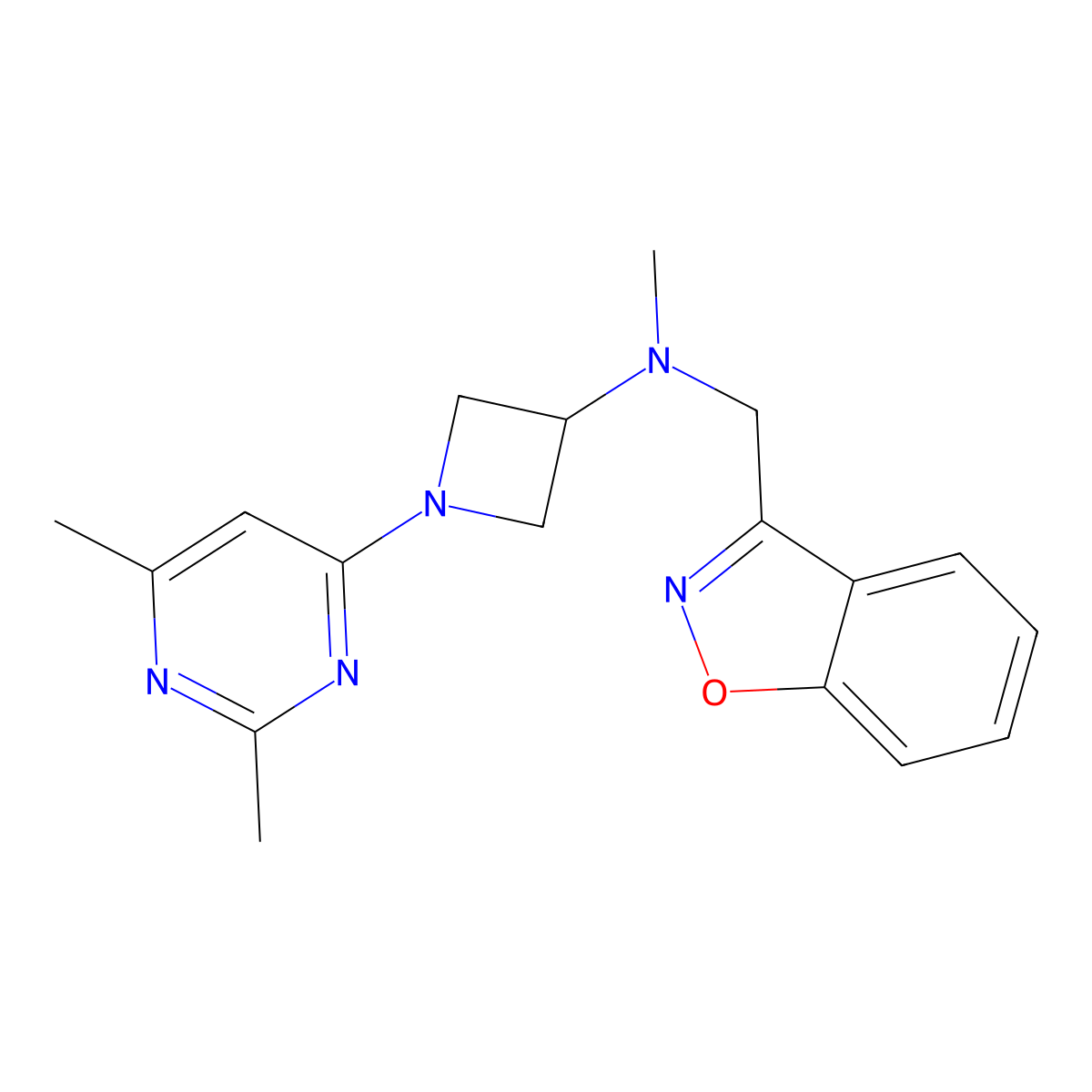 N-[(1,2-benzoxazol-3-yl)methyl]-1-(2,6-dimethylpyrimidin-4-yl)-N-methylazetidin-3-amine molecular structure, CAS 3030845-73-6