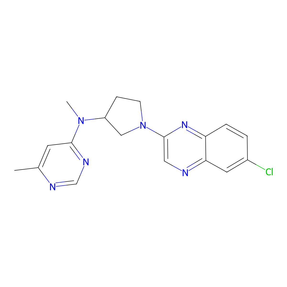 N-[1-(6-chloroquinoxalin-2-yl)pyrrolidin-3-yl]-N,6-dimethylpyrimidin-4-amine molecular structure, CAS 3030845-76-9