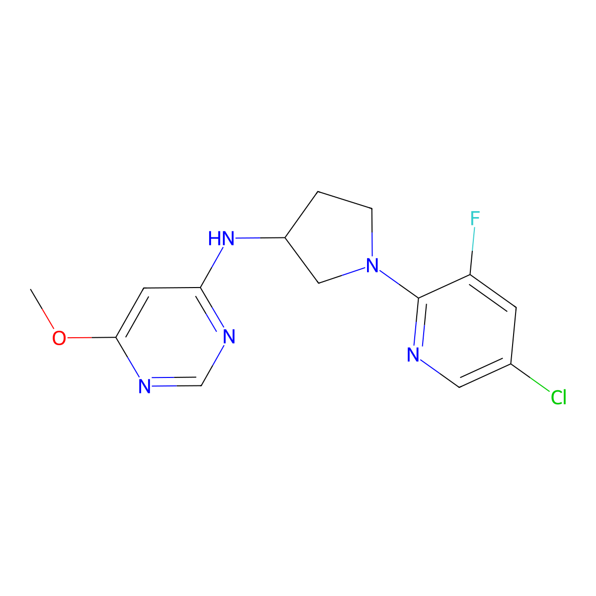 N-[1-(5-chloro-3-fluoropyridin-2-yl)pyrrolidin-3-yl]-6-methoxypyrimidin-4-amine molecular structure, CAS 3030845-98-5