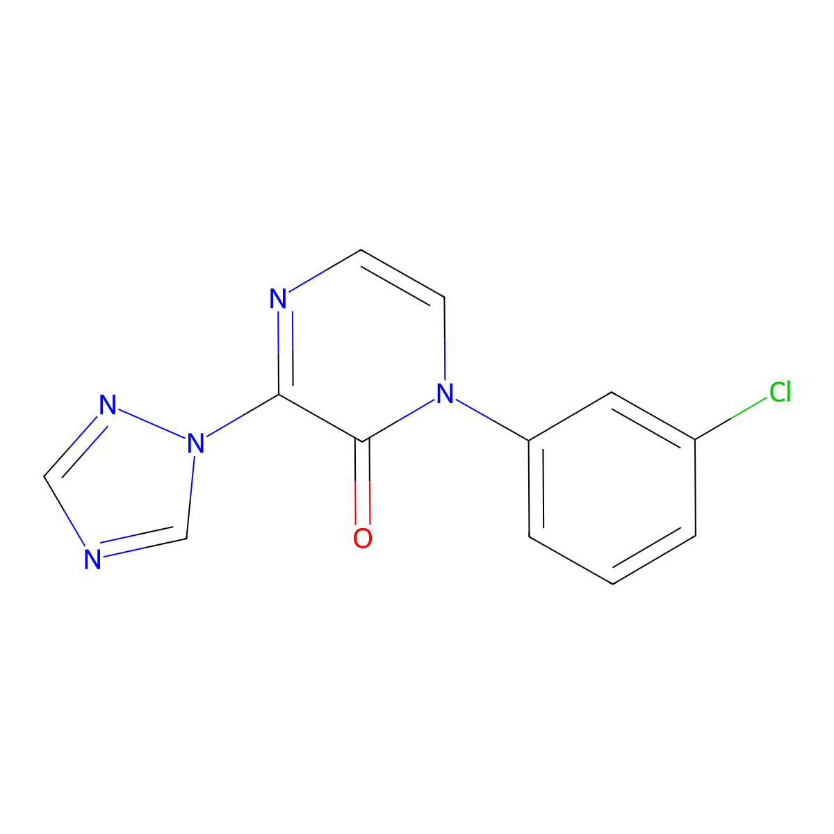 1-(3-chlorophenyl)-3-(1H-1,2,4-triazol-1-yl)-1,2-dihydropyrazin-2-one molecular structure, CAS 3030846-06-8