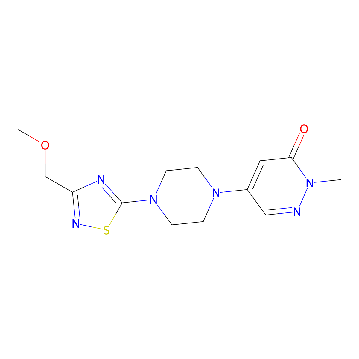 5-{4-[3-(Methoxymethyl)-1,2,4-thiadiazol-5-yl]piperazin-1-yl}-2-methyl-2,3-dihydropyridazin-3-one molecular structure, CAS 3030846-08-0