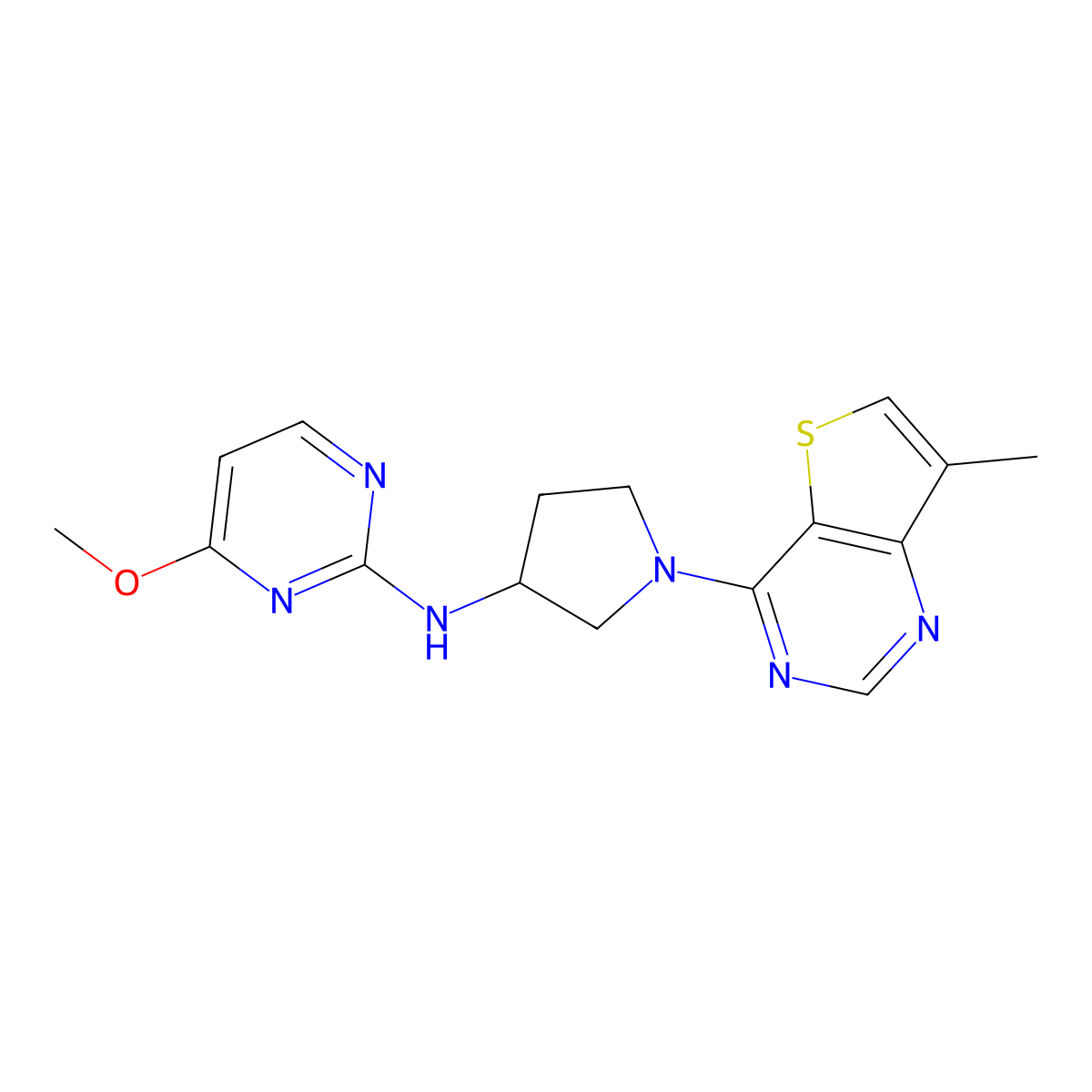 4-methoxy-N-(1-{7-methylthieno[3,2-d]pyrimidin-4-yl}pyrrolidin-3-yl)pyrimidin-2-amine molecular structure, CAS 3030846-21-7