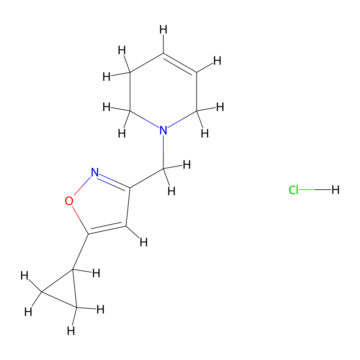 1-[(5-Cyclopropyl-1,2-oxazol-3-yl)methyl]-1,2,3,6-tetrahydropyridine hydrochloride molecular structure, CAS 3030846-51-3