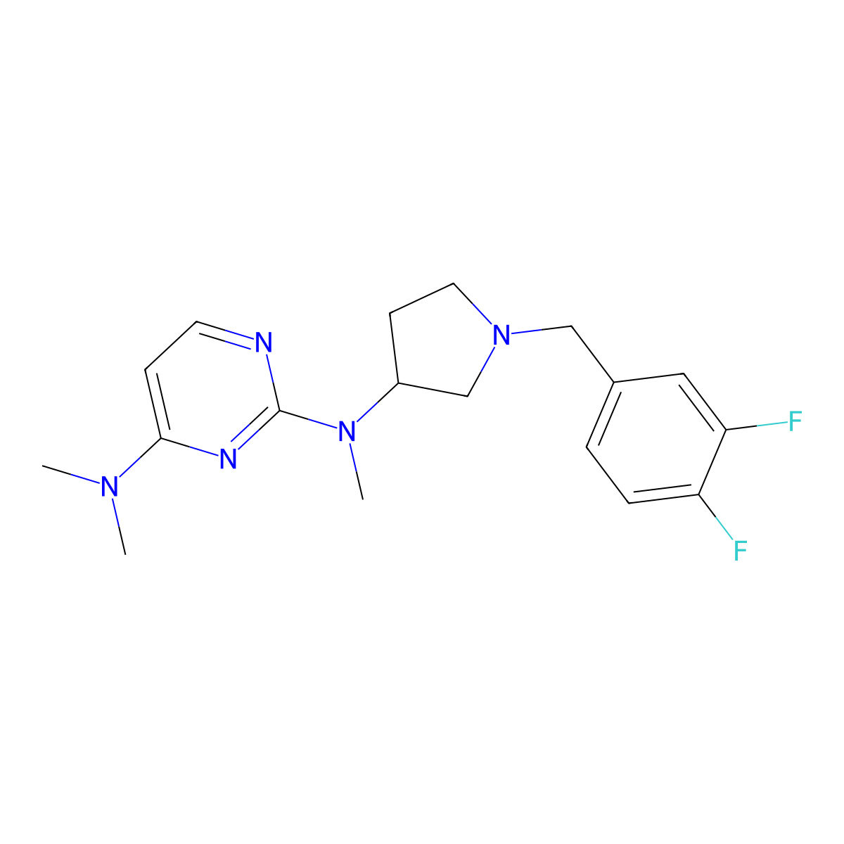 N2-{1-[(3,4-difluorophenyl)methyl]pyrrolidin-3-yl}-N2,N4,N4-trimethylpyrimidine-2,4-diamine molecular structure, CAS 3030846-56-8