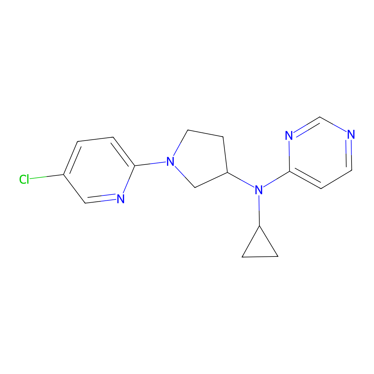 N-[1-(5-chloropyridin-2-yl)pyrrolidin-3-yl]-N-cyclopropylpyrimidin-4-amine molecular structure, CAS 3030846-65-9