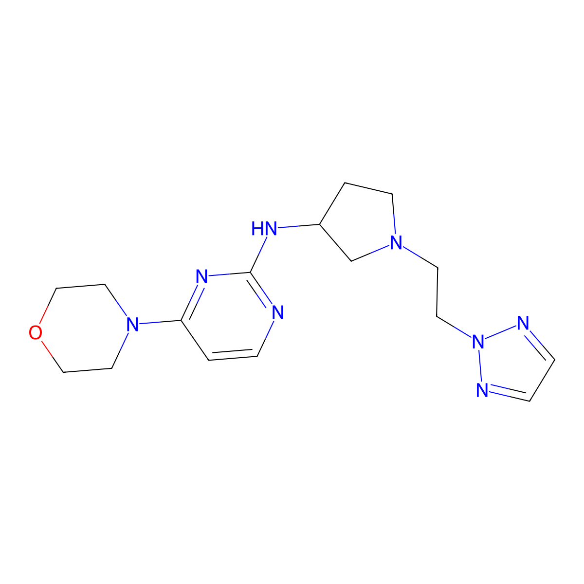4-(morpholin-4-yl)-N-{1-[2-(2H-1,2,3-triazol-2-yl)ethyl]pyrrolidin-3-yl}pyrimidin-2-amine molecular structure, CAS 3030846-83-1