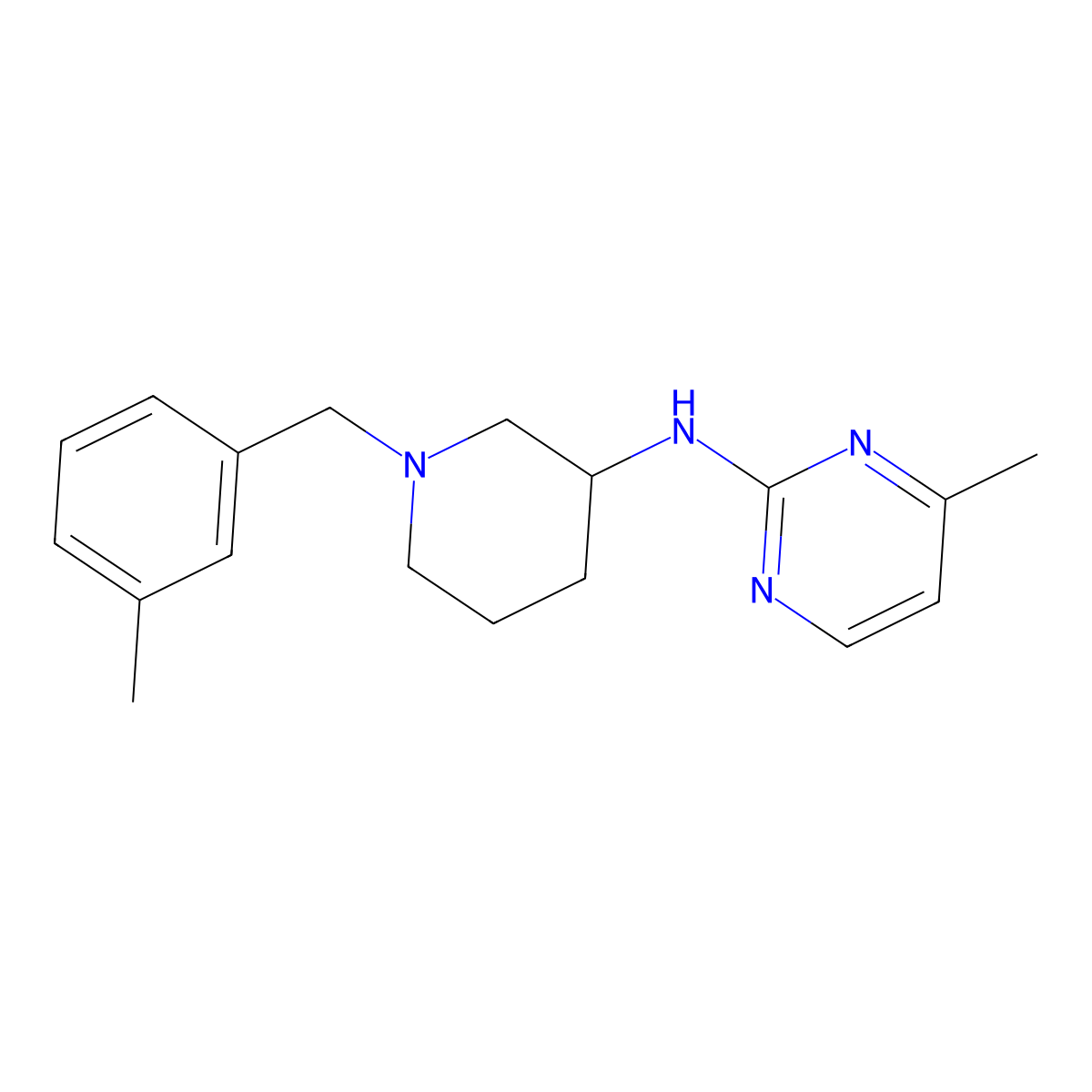 4-methyl-N-{1-[(3-methylphenyl)methyl]piperidin-3-yl}pyrimidin-2-amine molecular structure, CAS 3030846-84-2