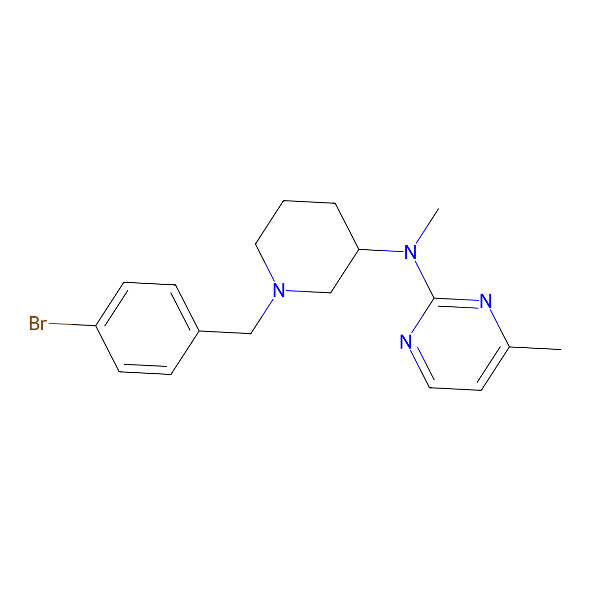 N-{1-[(4-bromophenyl)methyl]piperidin-3-yl}-N,4-dimethylpyrimidin-2-amine molecular structure, CAS 3030846-94-4