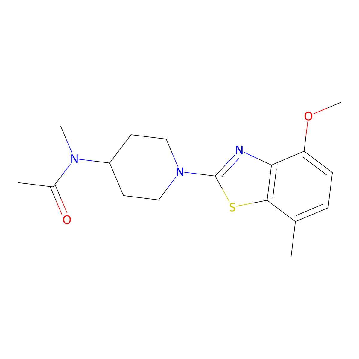 N-[1-(4-methoxy-7-methyl-1,3-benzothiazol-2-yl)piperidin-4-yl]-N-methylacetamide molecular structure, CAS 3030846-95-5