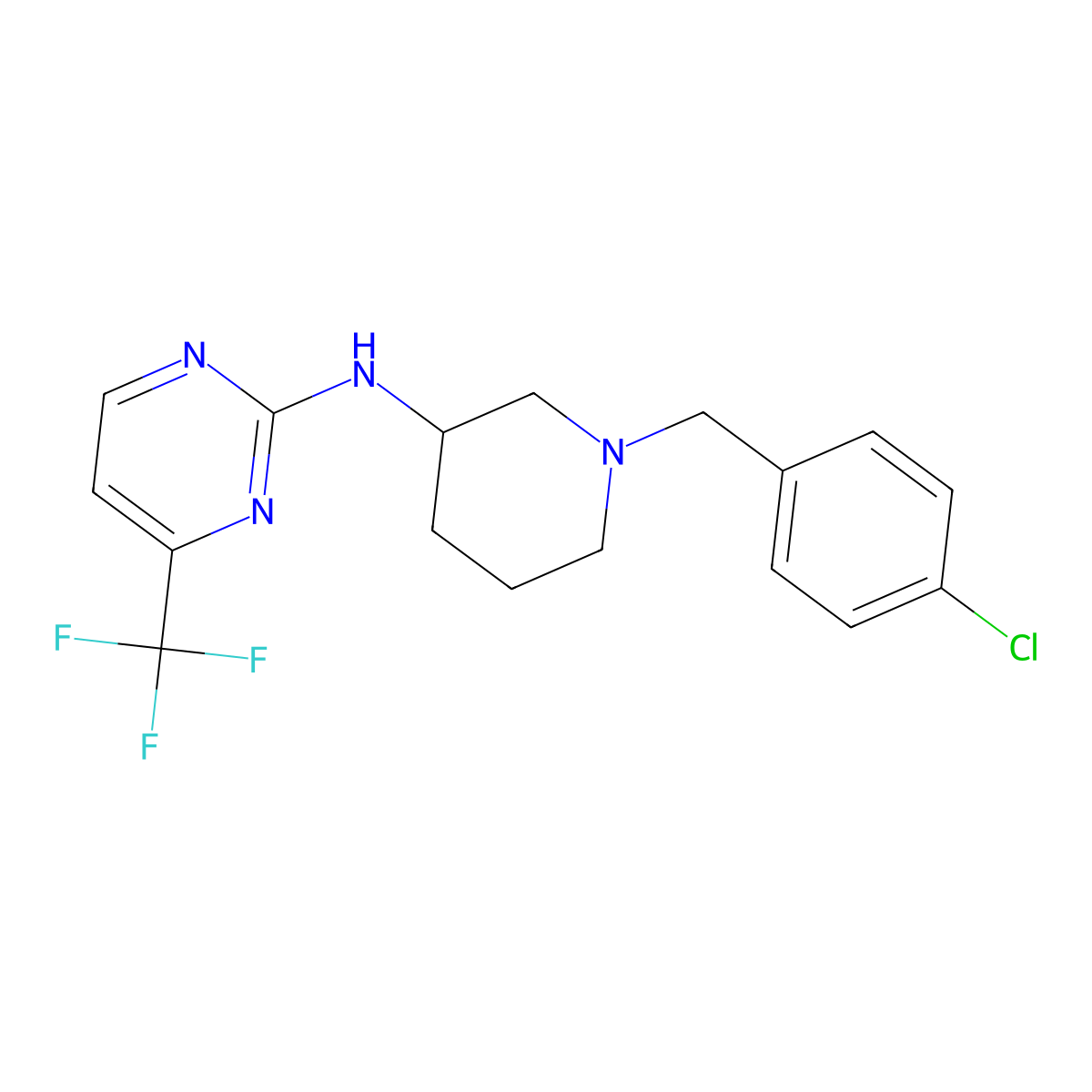 N-{1-[(4-chlorophenyl)methyl]piperidin-3-yl}-4-(trifluoromethyl)pyrimidin-2-amine molecular structure, CAS 3030847-00-5