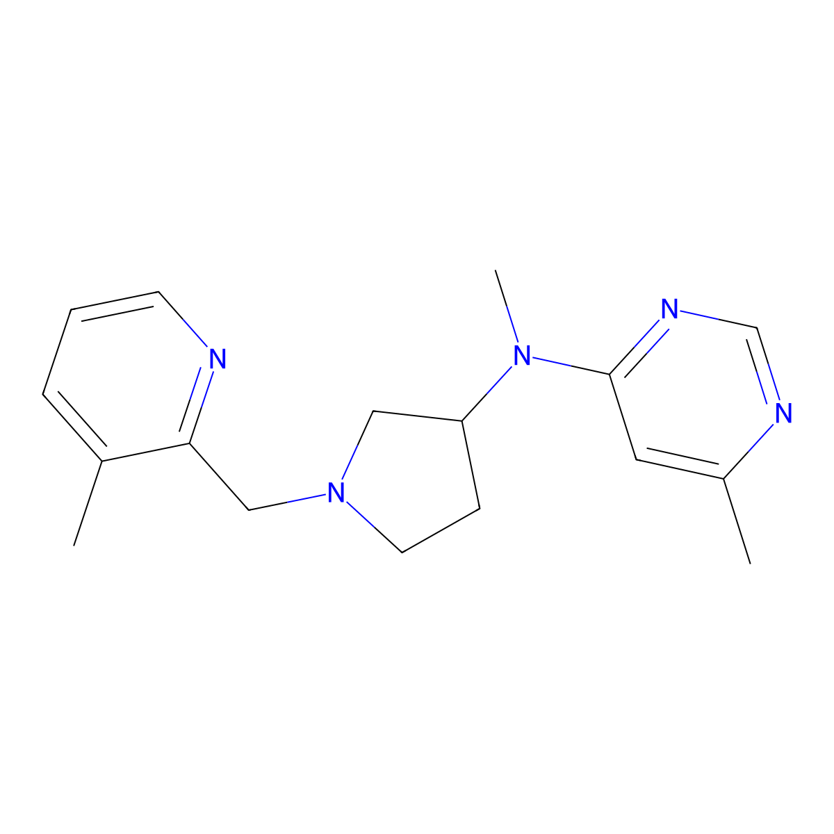 N,6-dimethyl-N-{1-[(3-methylpyridin-2-yl)methyl]pyrrolidin-3-yl}pyrimidin-4-amine molecular structure, CAS 3030847-01-6