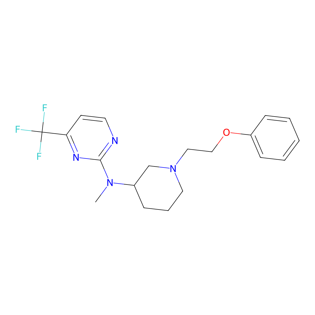N-methyl-N-[1-(2-phenoxyethyl)piperidin-3-yl]-4-(trifluoromethyl)pyrimidin-2-amine molecular structure, CAS 3030847-06-1
