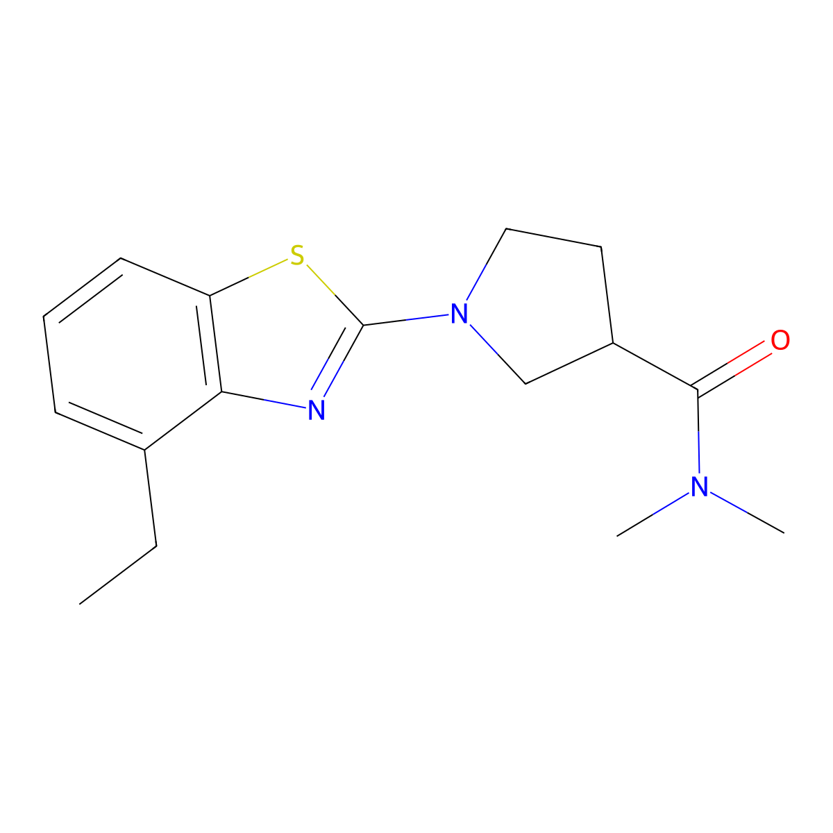 1-(4-ethyl-1,3-benzothiazol-2-yl)-N,N-dimethylpyrrolidine-3-carboxamide molecular structure, CAS 3030847-17-4