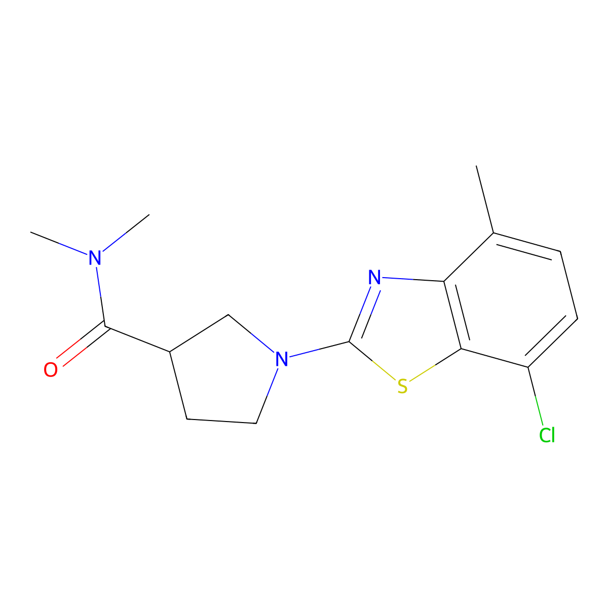 1-(7-chloro-4-methyl-1,3-benzothiazol-2-yl)-N,N-dimethylpyrrolidine-3-carboxamide molecular structure, CAS 3030847-24-3