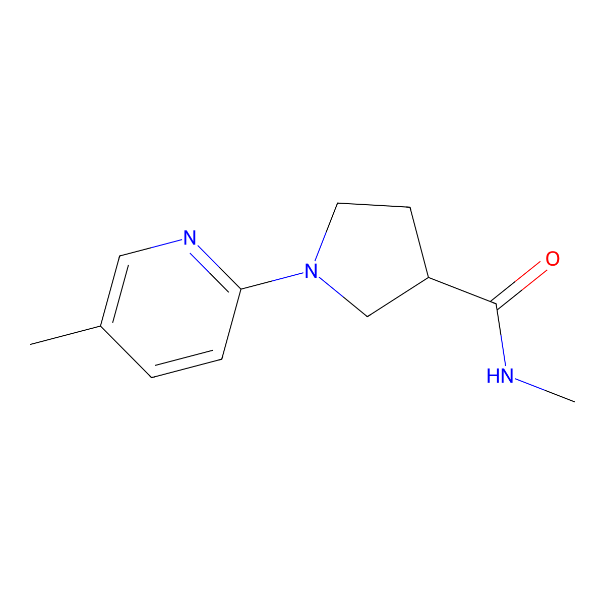 N-methyl-1-(5-methylpyridin-2-yl)pyrrolidine-3-carboxamide molecular structure, CAS 3030847-33-4