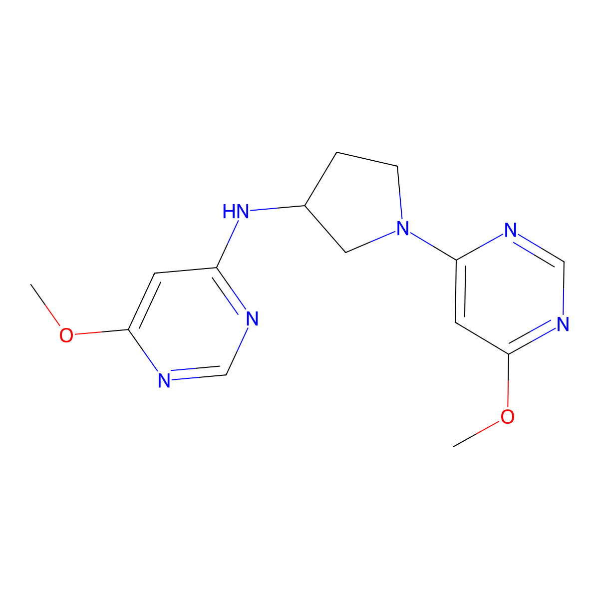 6-methoxy-N-[1-(6-methoxypyrimidin-4-yl)pyrrolidin-3-yl]pyrimidin-4-amine molecular structure, CAS 3030847-34-5
