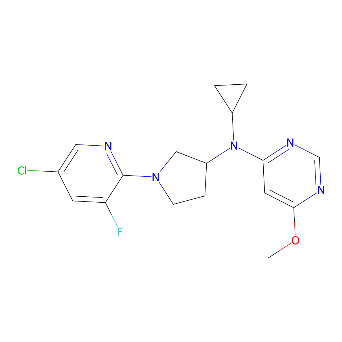 N-[1-(5-chloro-3-fluoropyridin-2-yl)pyrrolidin-3-yl]-N-cyclopropyl-6-methoxypyrimidin-4-amine molecular structure, CAS 3030847-38-9