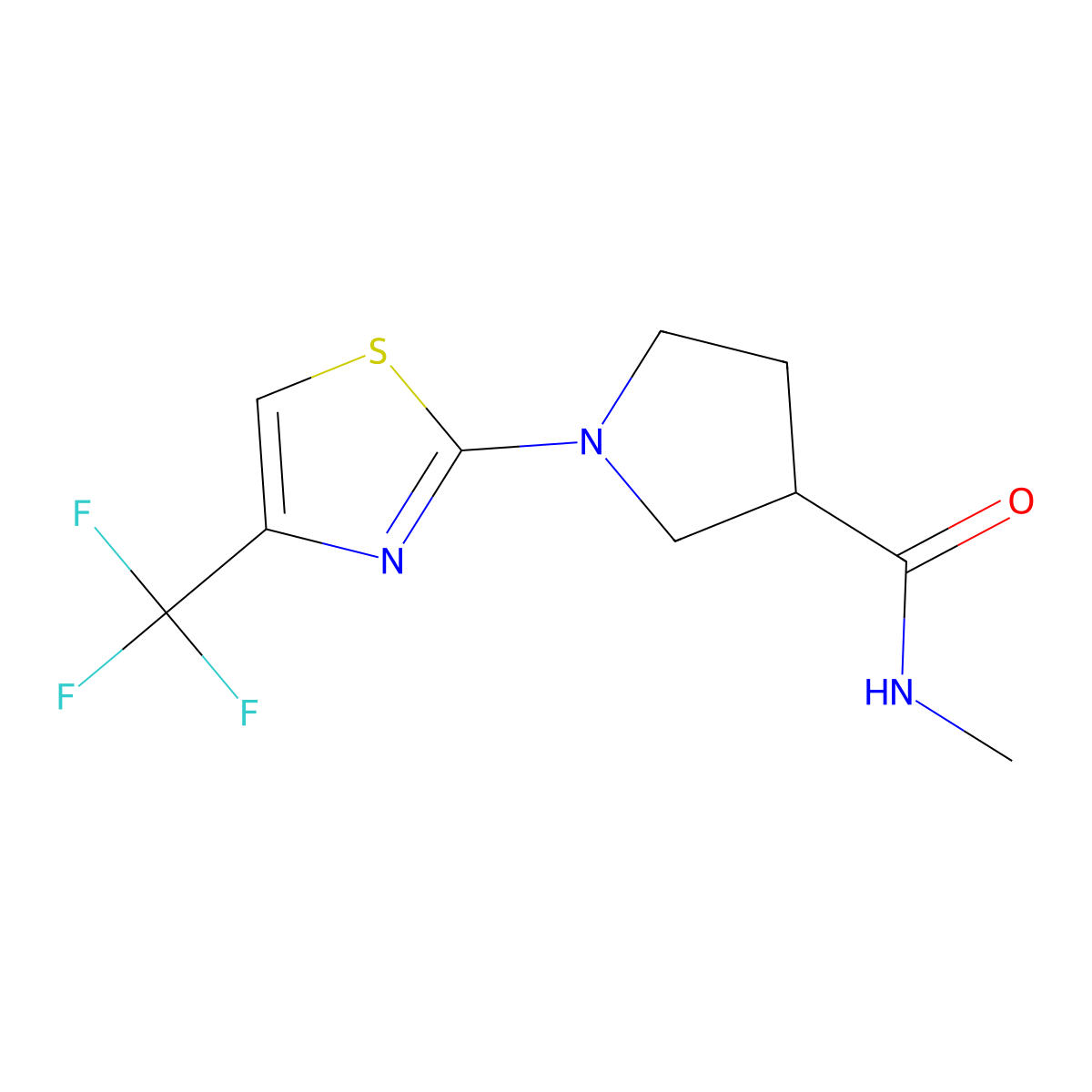 N-methyl-1-[4-(trifluoromethyl)-1,3-thiazol-2-yl]pyrrolidine-3-carboxamide molecular structure, CAS 3030847-39-0