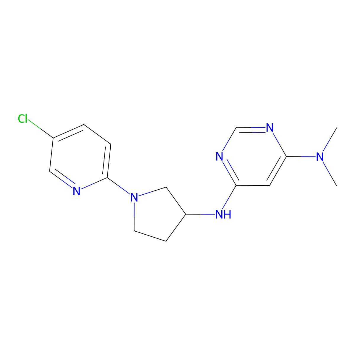 N6-[1-(5-chloropyridin-2-yl)pyrrolidin-3-yl]-N4,N4-dimethylpyrimidine-4,6-diamine molecular structure, CAS 3030847-45-8