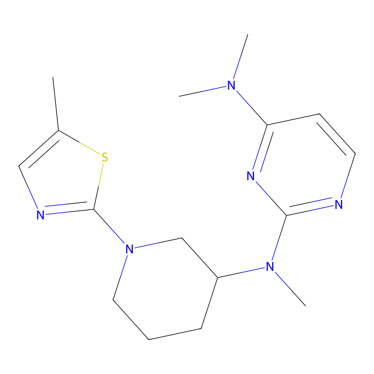 N2,N4,N4-trimethyl-N2-[1-(5-methyl-1,3-thiazol-2-yl)piperidin-3-yl]pyrimidine-2,4-diamine molecular structure, CAS 3030847-55-0