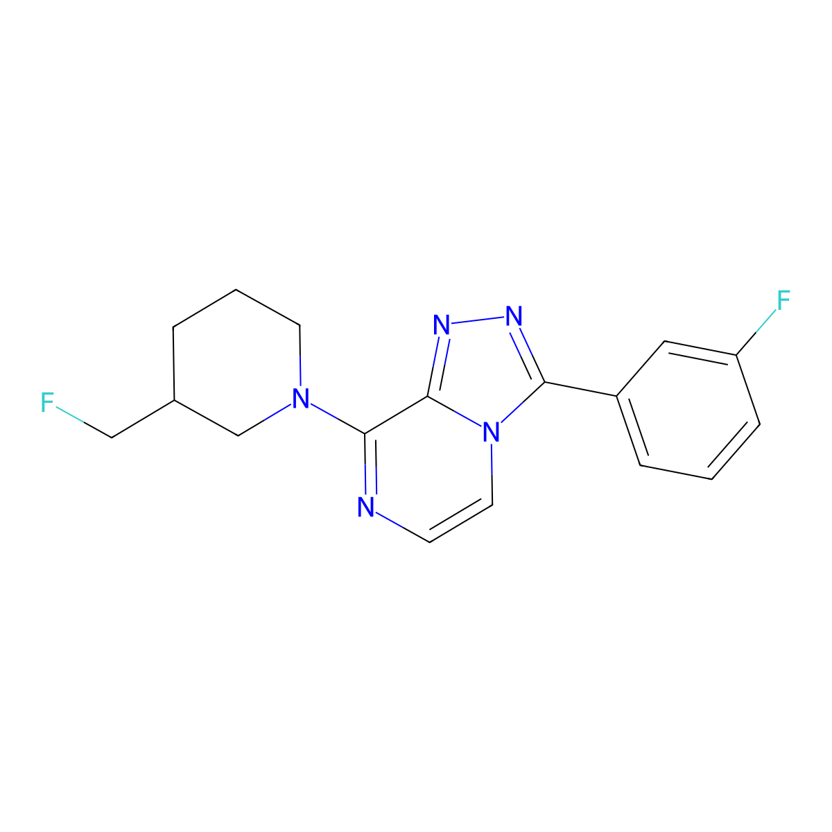 3-(Fluoromethyl)-1-[3-(3-fluorophenyl)-[1,2,4]triazolo[4,3-a]pyrazin-8-yl]piperidine molecular structure, CAS 3030847-57-2