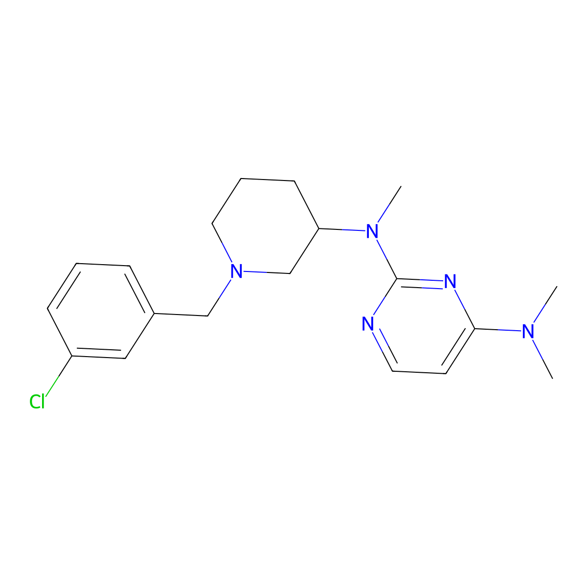 2-N-[1-[(3-chlorophenyl)methyl]piperidin-3-yl]-2-N,4-N,4-N-trimethylpyrimidine-2,4-diamine molecular structure, CAS 3030847-61-8