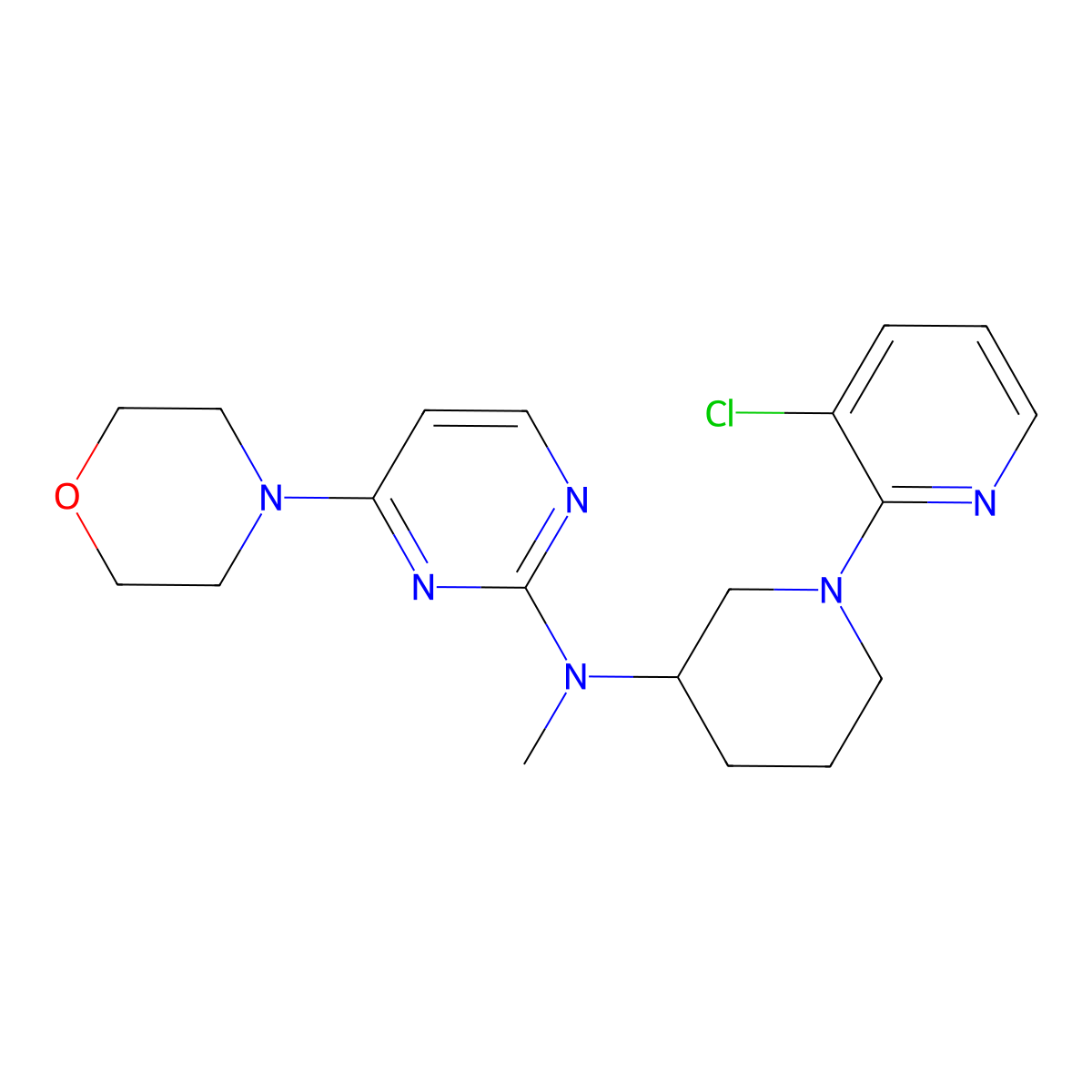 N-[1-(3-chloropyridin-2-yl)piperidin-3-yl]-N-methyl-4-(morpholin-4-yl)pyrimidin-2-amine molecular structure, CAS 3030847-70-9