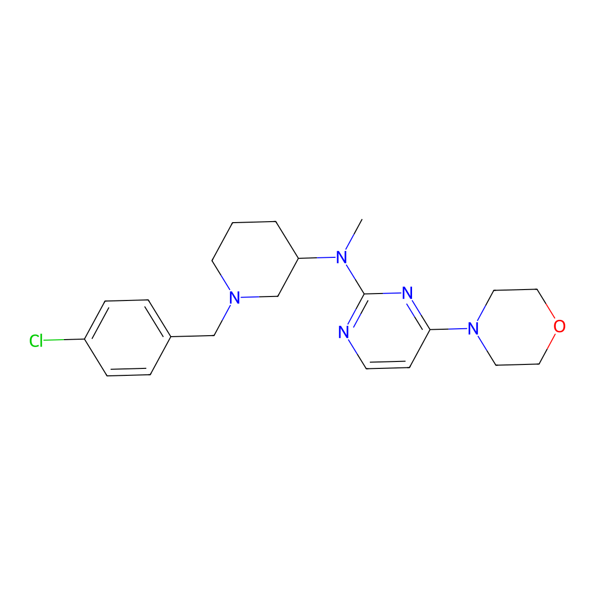N-{1-[(4-chlorophenyl)methyl]piperidin-3-yl}-N-methyl-4-(morpholin-4-yl)pyrimidin-2-amine molecular structure, CAS 3030847-79-8