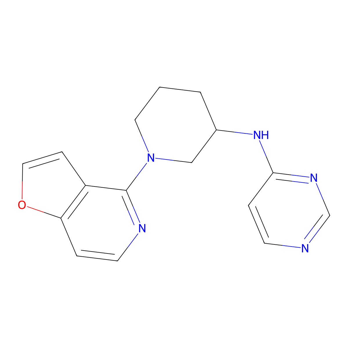 N-(1-{furo[3,2-c]pyridin-4-yl}piperidin-3-yl)pyrimidin-4-amine molecular structure, CAS 3030847-95-8