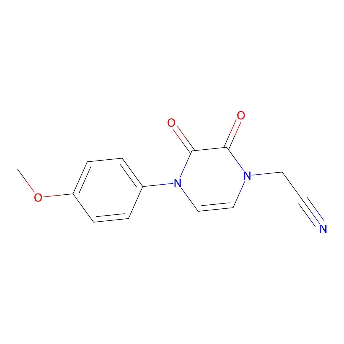 2-[4-(4-Methoxyphenyl)-2,3-dioxo-1,2,3,4-tetrahydropyrazin-1-yl]acetonitrile molecular structure, CAS 3030848-07-5
