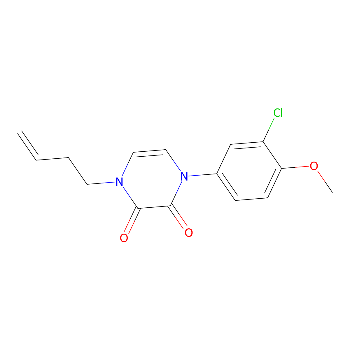 1-(But-3-en-1-yl)-4-(3-chloro-4-methoxyphenyl)-1,2,3,4-tetrahydropyrazine-2,3-dione molecular structure, CAS 3030848-10-0