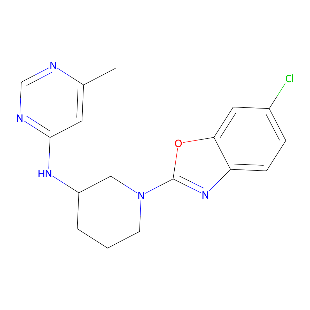 N-[1-(6-chloro-1,3-benzoxazol-2-yl)piperidin-3-yl]-6-methylpyrimidin-4-amine molecular structure, CAS 3030848-11-1