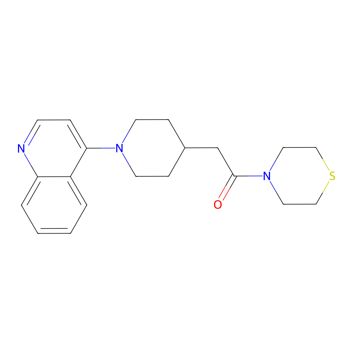 2-[1-(Quinolin-4-yl)piperidin-4-yl]-1-(thiomorpholin-4-yl)ethan-1-one molecular structure, CAS 3030848-13-3