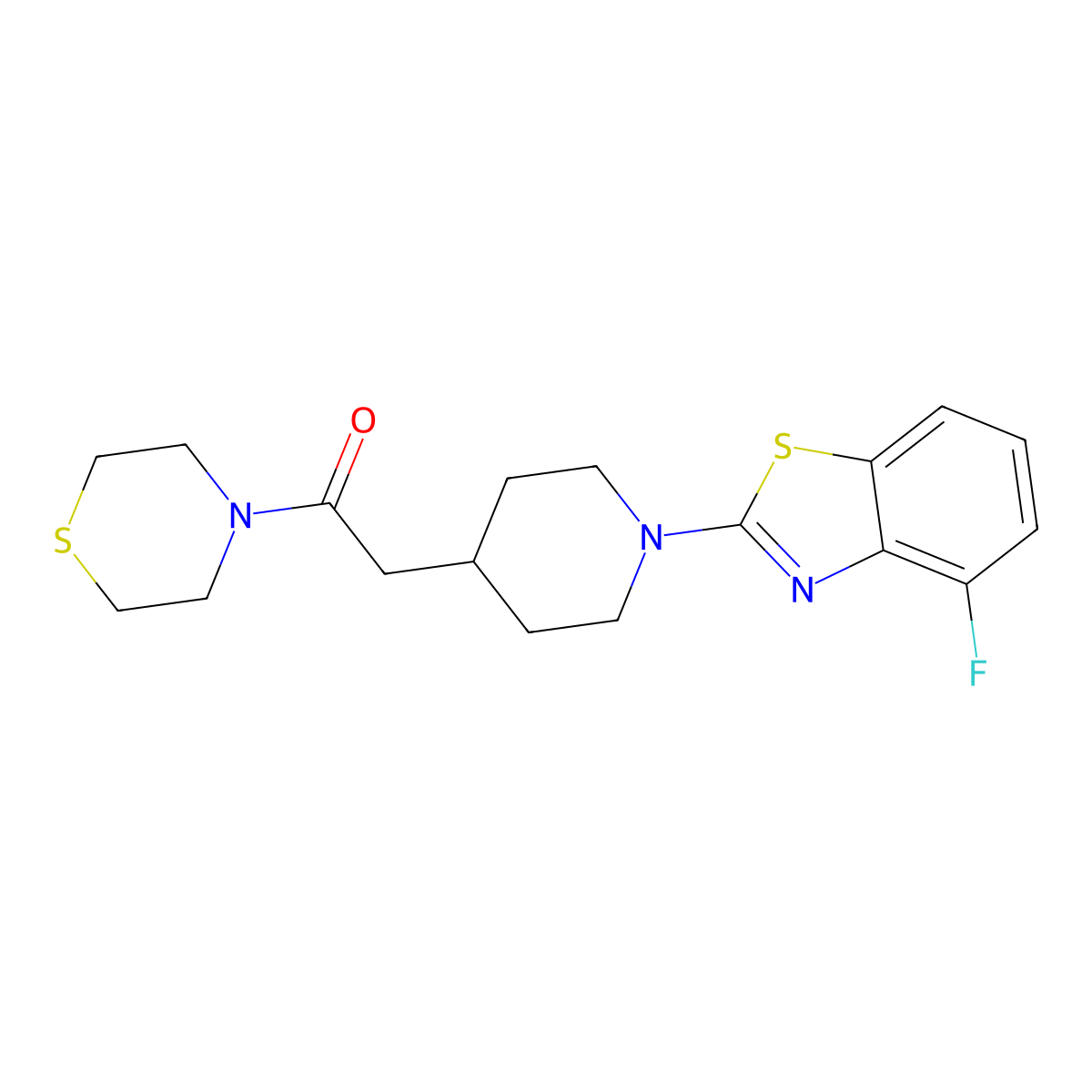 2-[1-(3-Cyclopropyl-1,2,4-thiadiazol-5-yl)piperidin-4-yl]-1-(thiomorpholin-4-yl)ethan-1-one molecular structure, CAS 3030848-22-4