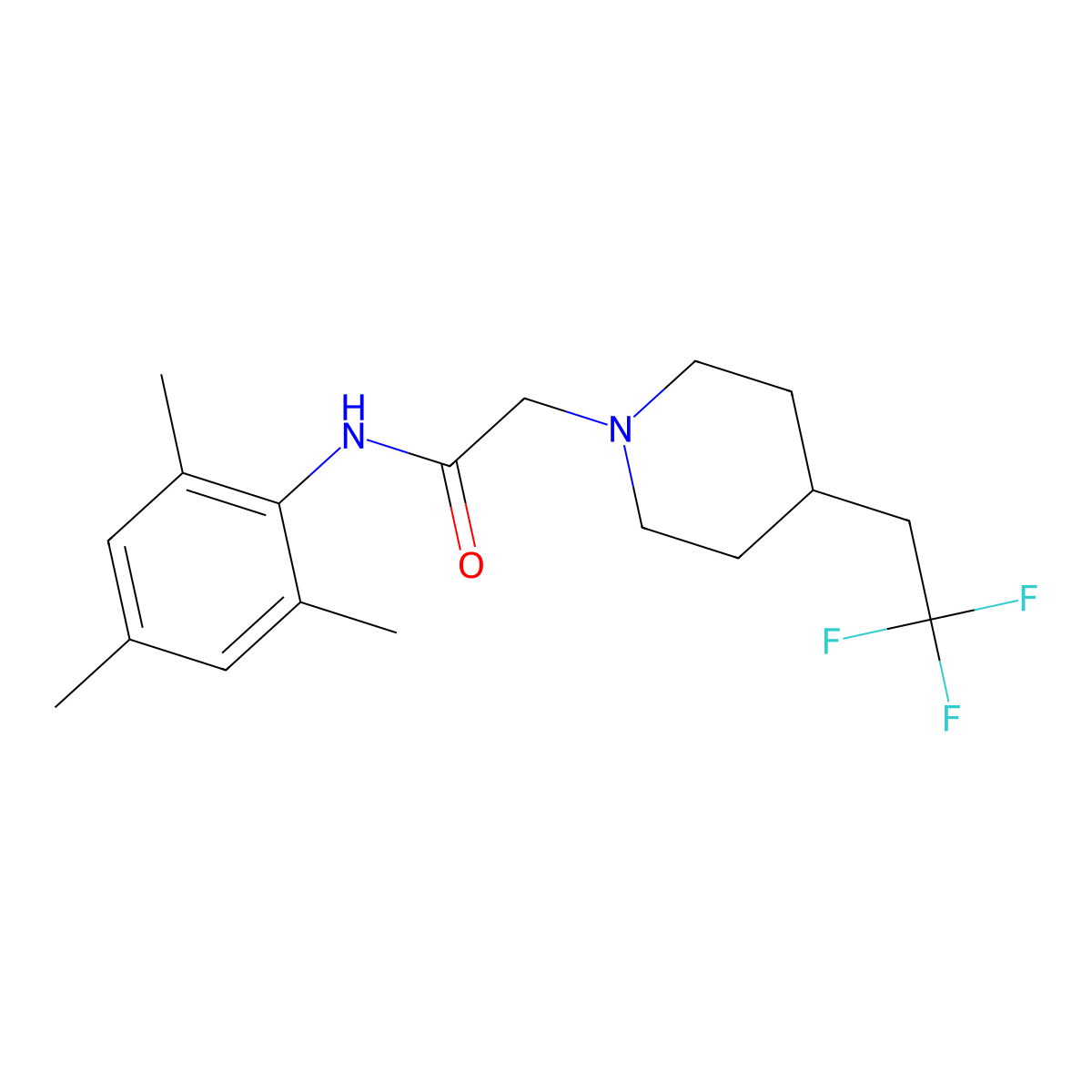 2-[4-(2,2,2-trifluoroethyl)piperidin-1-yl]-N-(2,4,6-trimethylphenyl)acetamide molecular structure, CAS 3030848-27-9
