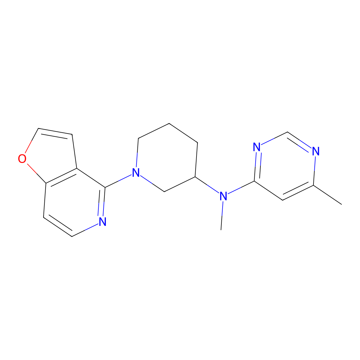 N-(1-{furo[3,2-c]pyridin-4-yl}piperidin-3-yl)-N,6-dimethylpyrimidin-4-amine molecular structure, CAS 3030848-30-4