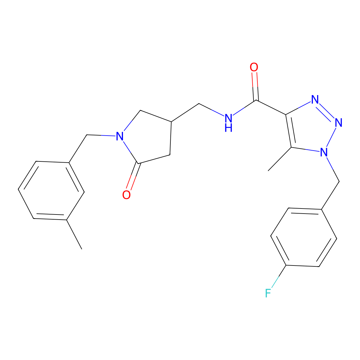 1-[(4-fluorophenyl)methyl]-5-methyl-N-[[1-[(3-methylphenyl)methyl]-5-oxopyrrolidin-3-yl]methyl]triazole-4-carboxamide molecular structure, CAS 3030848-45-1