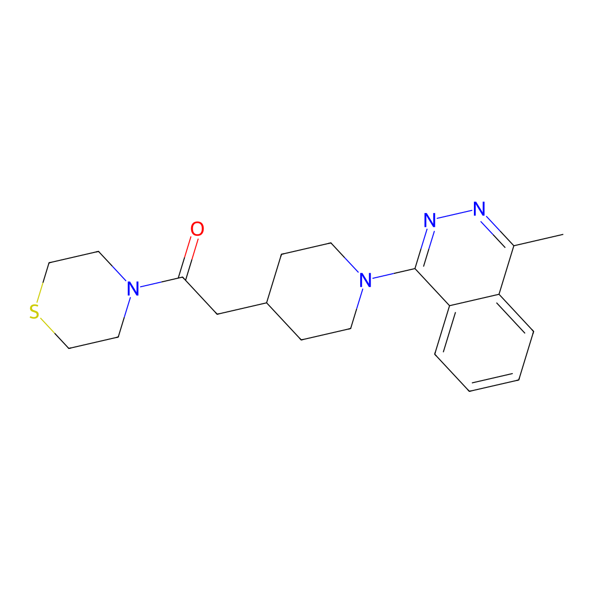 2-[1-(4-Methylphthalazin-1-yl)piperidin-4-yl]-1-(thiomorpholin-4-yl)ethan-1-one molecular structure, CAS 3030848-46-2
