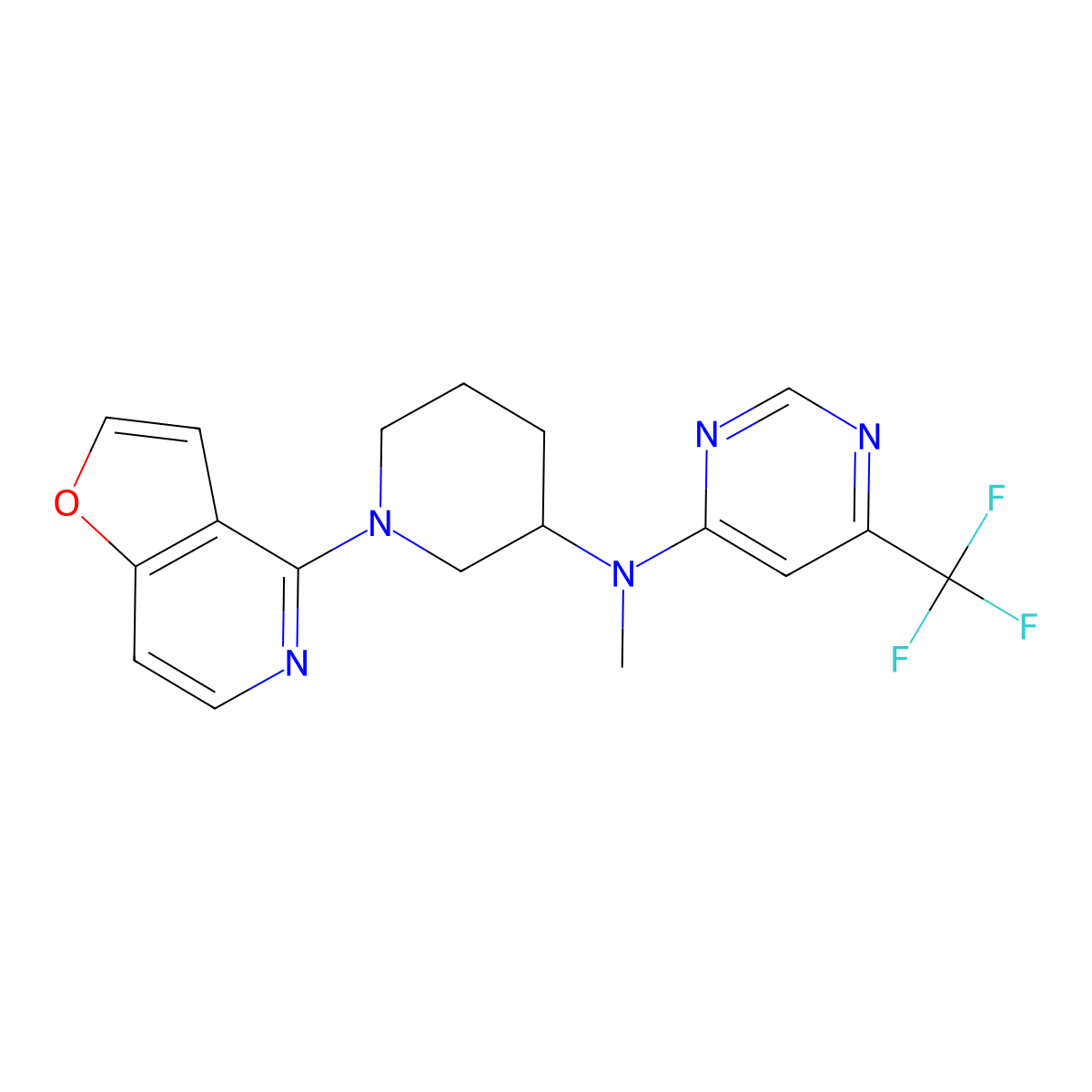 N-(1-{furo[3,2-c]pyridin-4-yl}piperidin-3-yl)-N-methyl-6-(trifluoromethyl)pyrimidin-4-amine molecular structure, CAS 3030848-70-2